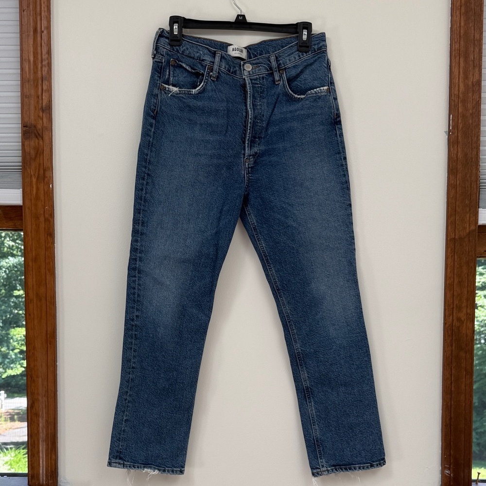 Agolde Women's Cropped Straight Jeans in Medium Blue Wash
